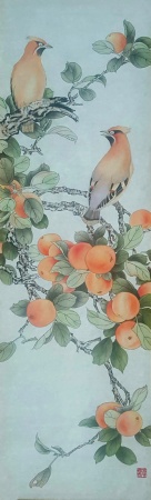 Pauline Levy - Peach and birds 2.jpg