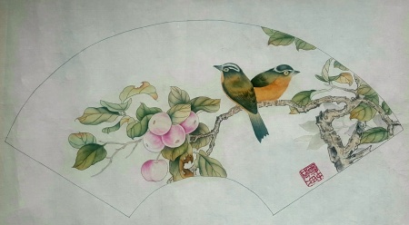 Pauline Levy- Peach and birds.jpg